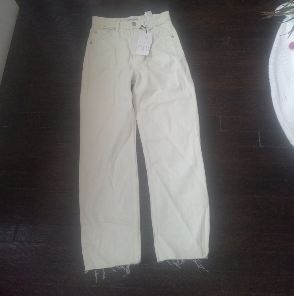 Zara Join Life Woman Jeans Color Beige Size 36 Hi-Rise Ankle Length NWT Straight